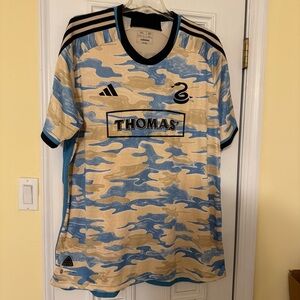 Adidas Philadelphia Union MLS Blue and Tan Jersey